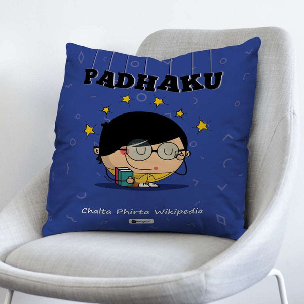 Padhaku - Chalta phirta wikipedia Blue Cushion