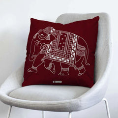 Mandala Themed Animal Printed 4 Red Cushion with Covers For Home Decor