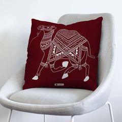 Mandala Themed Animal Printed 4 Red Cushion with Covers For Home Decor