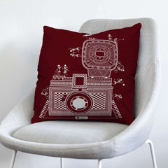 Mandala Themed Traveler Printed 4 Red Cushion with Covers For Home Decor