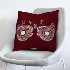 Mandala Themed Traveler Printed 4 Red Cushion with Covers For Home Decor