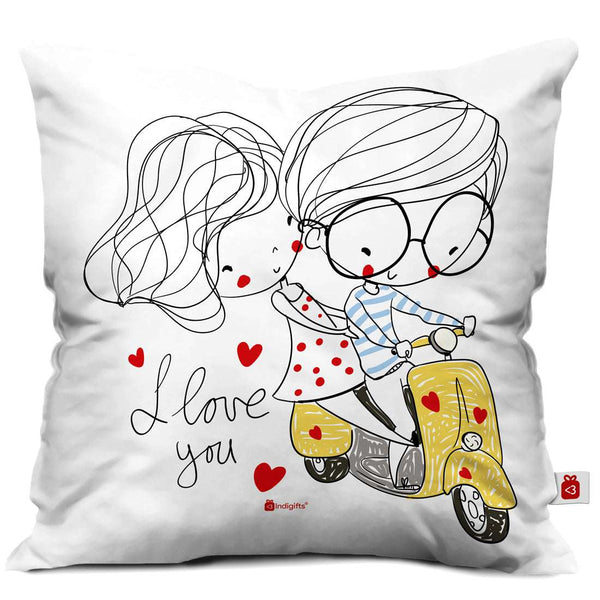 Romantic Couple On A Ride Printed Cushion Gift for Him/Her