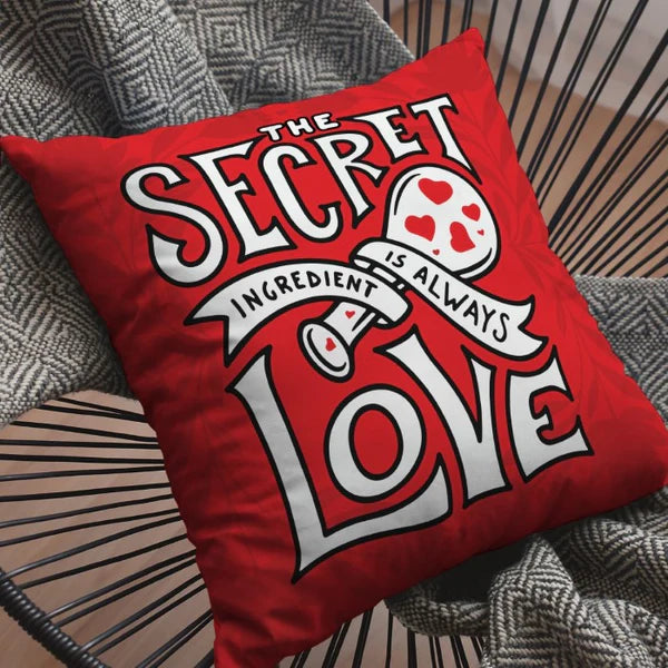 Secret Love Red Cushion Cover with Filler, Set of 5 Photo Clips and Card, Artificial Rose with Teddy, Dairy Milk Chocolate Pack of 4 Valentine Gift Set
