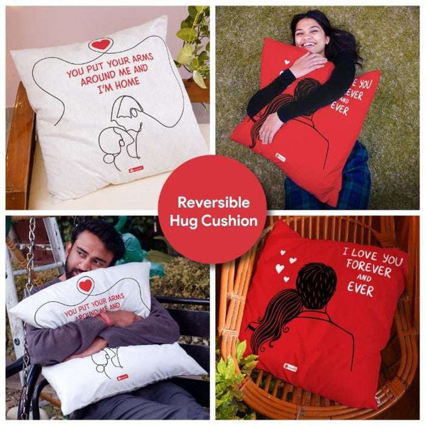 Love You Forever Printed Reversible Hug Cushion with Cover (24 inches)