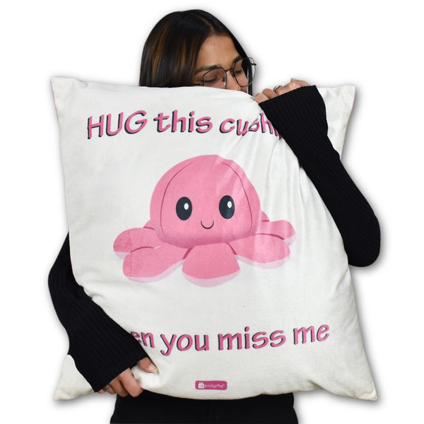 Customised Octopus Printed Reversible Hug Cushion With Cover (24 Inches)