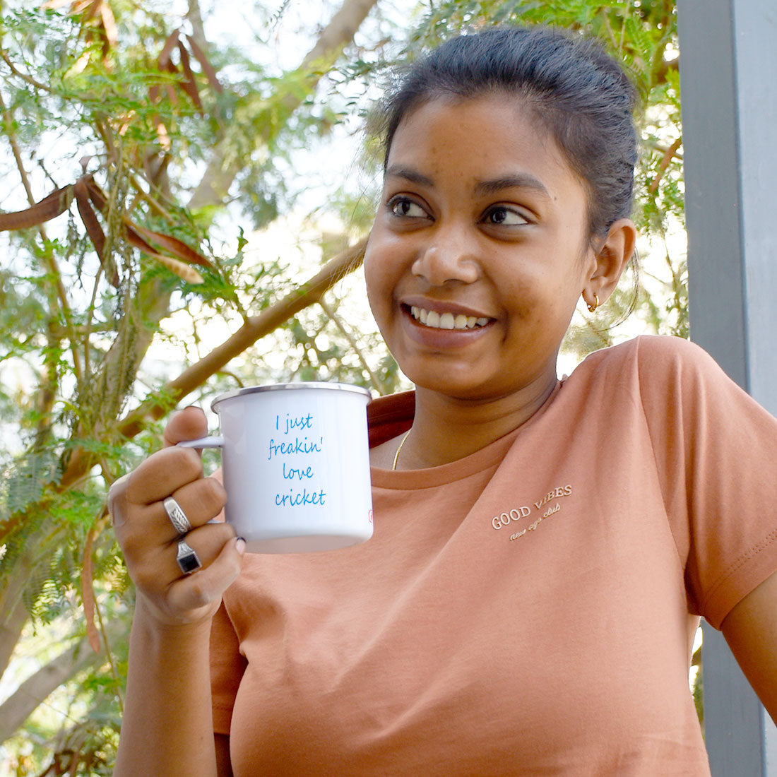 Personalised Cricket Love Printed Enamel Mug - Customize Mug With Your Name