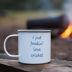 Personalised Cricket Love Printed Enamel Mug - Customize Mug With Your Name