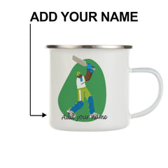 Personalised Cricket Love Printed Enamel Mug - Customize Mug With Your Name