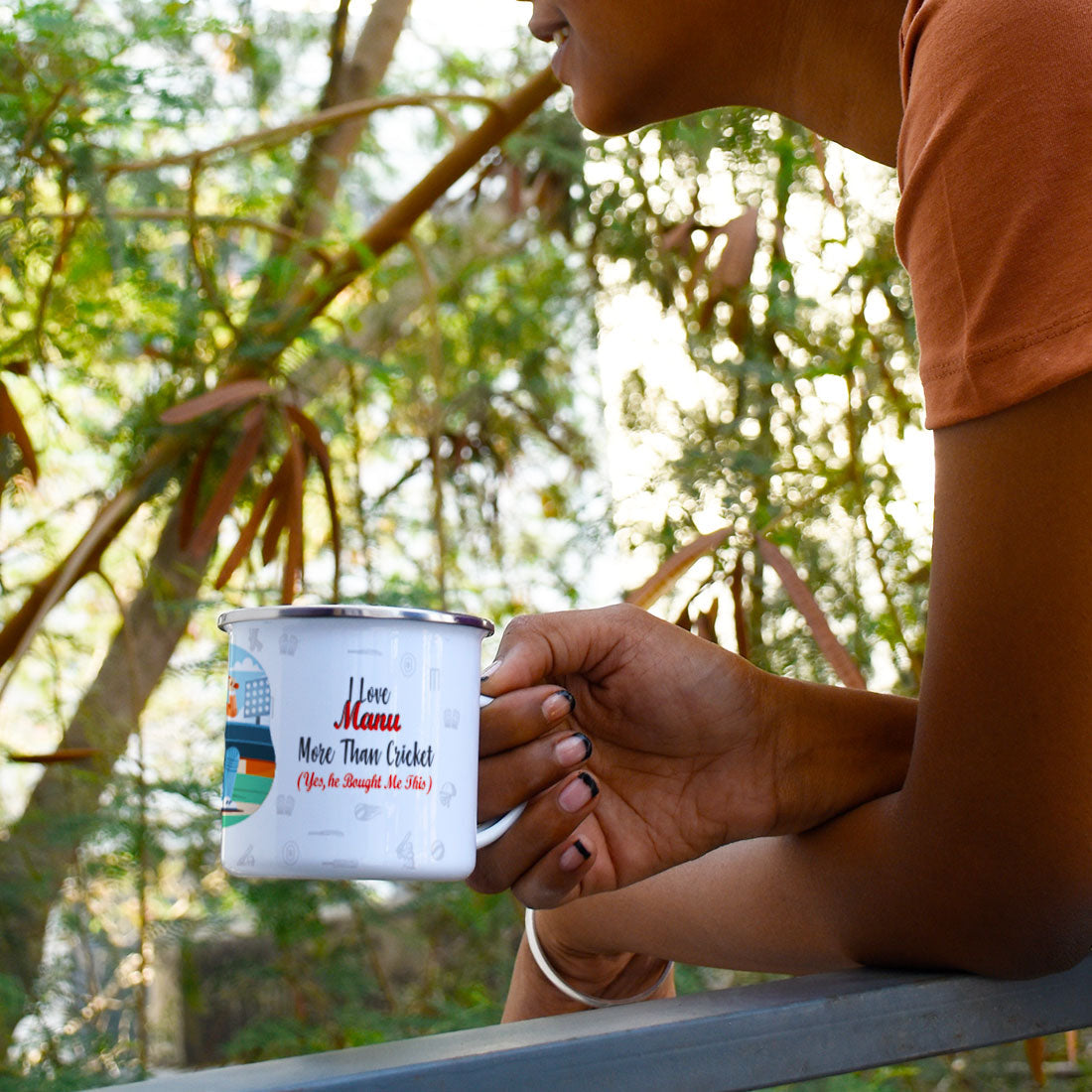 Personalised Cricket Love Boyfriend Printed Enamel Mug - Customize Mug With Your Name