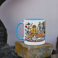 Maharashtra - Doodle Art Ceramic Mug With Color Handle - Discovering India