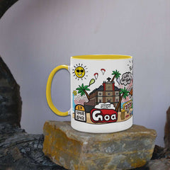 Discovering India - Goa- Doodle Art Ceramic Mug With Color Handle