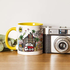 Discovering India - Goa- Doodle Art Ceramic Mug With Color Handle