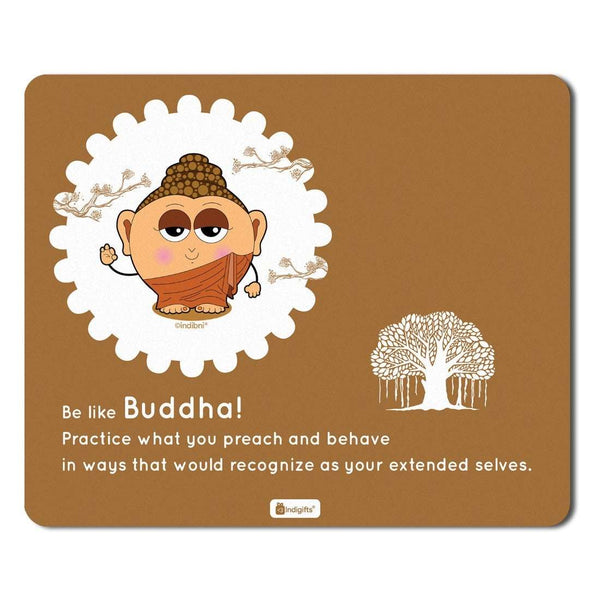 Brown Mouse Pad with Lord Buddha Printed