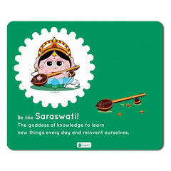 Green Mouse Pad with Lord Saraswati Printed