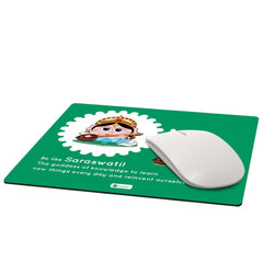 Green Mouse Pad with Lord Saraswati Printed