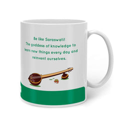 Green Coffee Mug with Saraswati Print