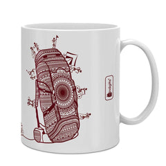 White Ethnic Themed Travelling Bag Printed Coffee Mug