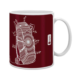 Maroon Ethnic Themed Travelling Bag Printed Coffee Mug