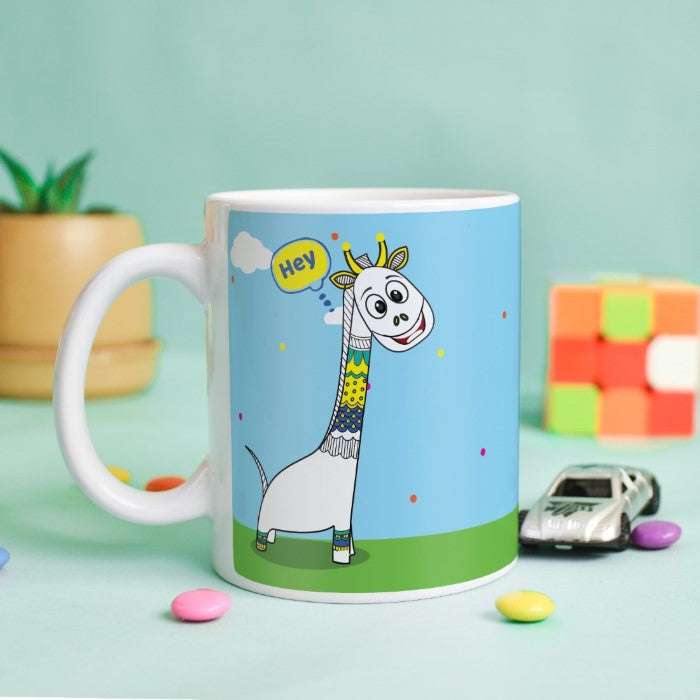 Jungle-Jalebi Giraffe Kids Coffee Mug, Blue-325 ML