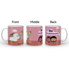 Jungle-Jalebi Be Ele-phantastic Kids Coffee Mug, Pink-325 ML