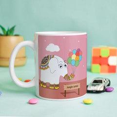 Jungle-Jalebi Be Ele-phantastic Kids Coffee Mug, Pink-325 ML