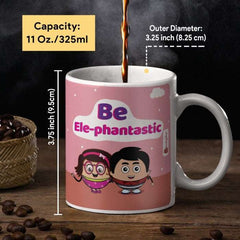 Jungle-Jalebi Be Ele-phantastic Kids Coffee Mug, Pink-325 ML