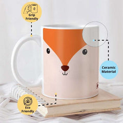 Indigifts Half-N-Half Fox Printed Kids Coffee Mug