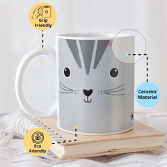 Indigifts Half-N-Half Cat Printed Kids Coffee Mug