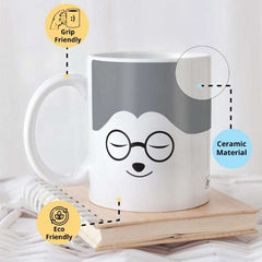 Indigifts Half-N-Half Sleepy Dog Printed Kids Coffee Mug