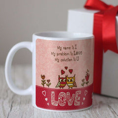 Mug with Cute Birds Couple Doodle Print unique gift for boyfriend