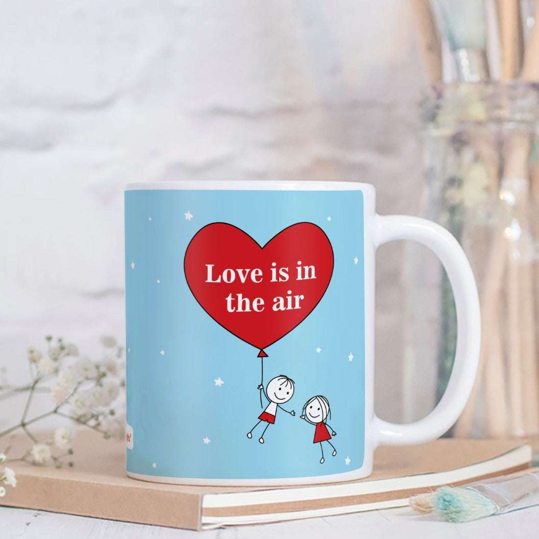 Flying Couple in Love Blue Coffee Mug