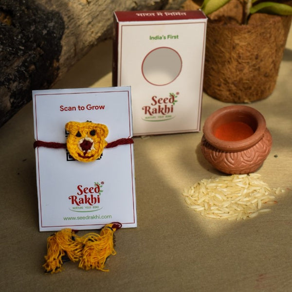 Teddy Bear Eco-friendly Seed Rakhi (Seed: Amaranthus, Purslane, Tulsi, Roselle)