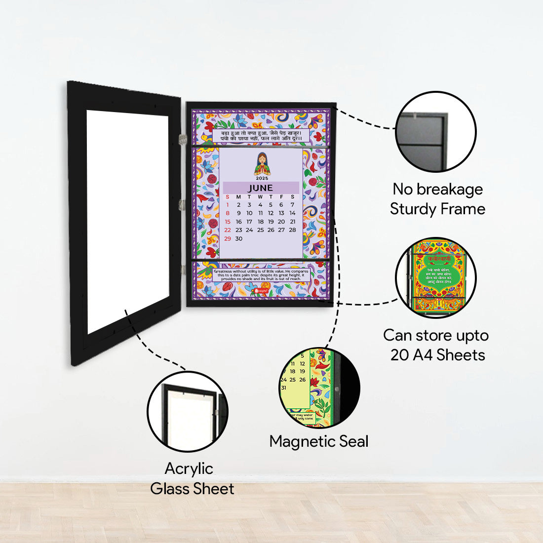 Storage frames with 12 Calender Leaf (Black)