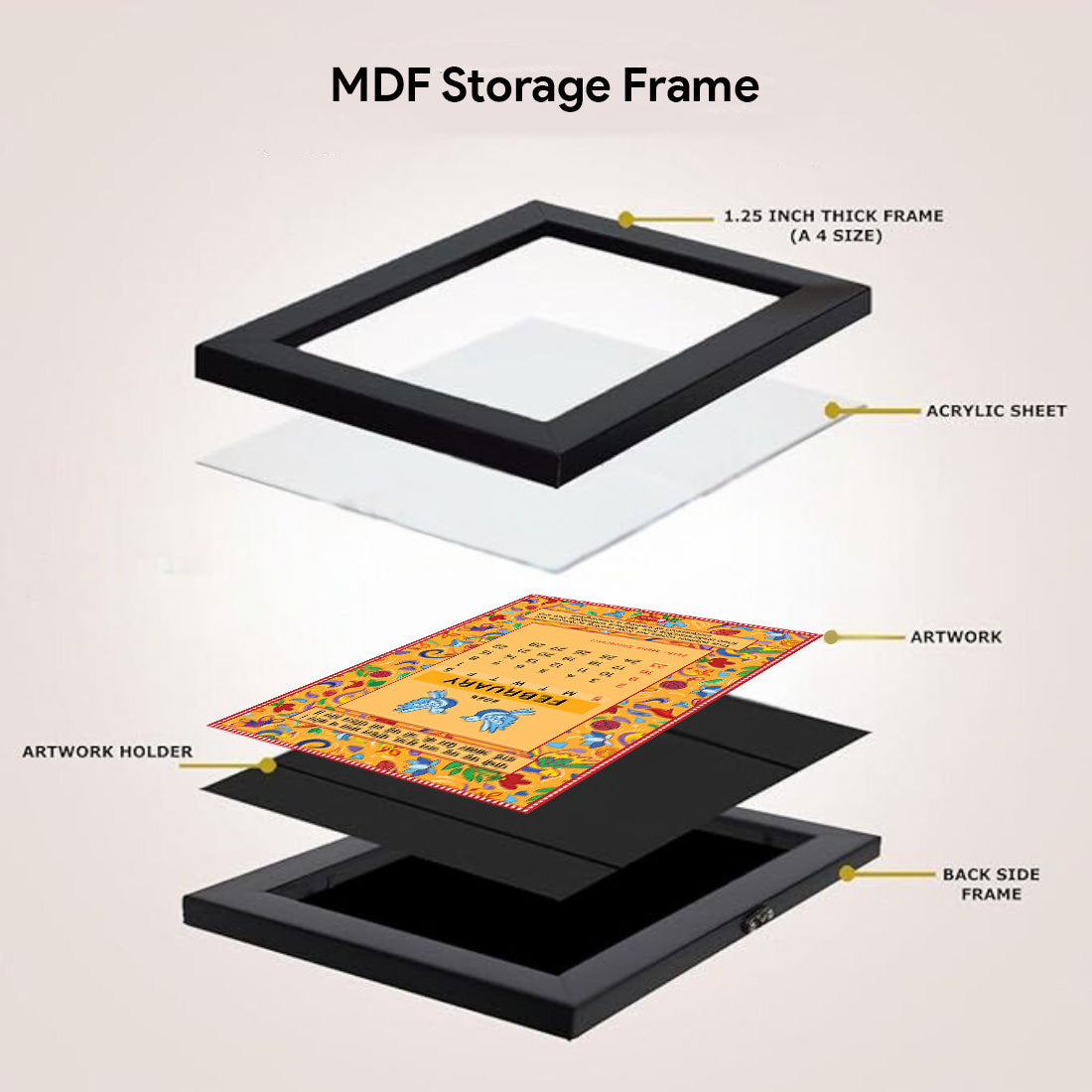 Storage frames with 12 Calender Leaf (Black)