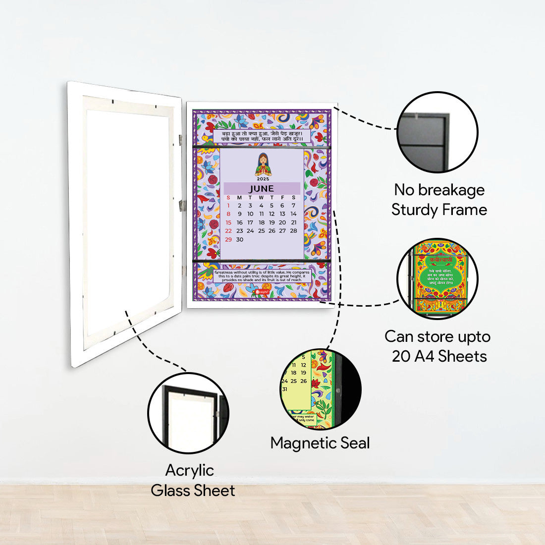 Storage frames with 12 Calender Leaf (White)