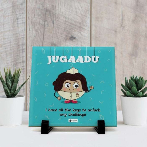 Jugaadu Printed Table D&eacute;cor Ceramic Tile 6x6 Inches for Girls