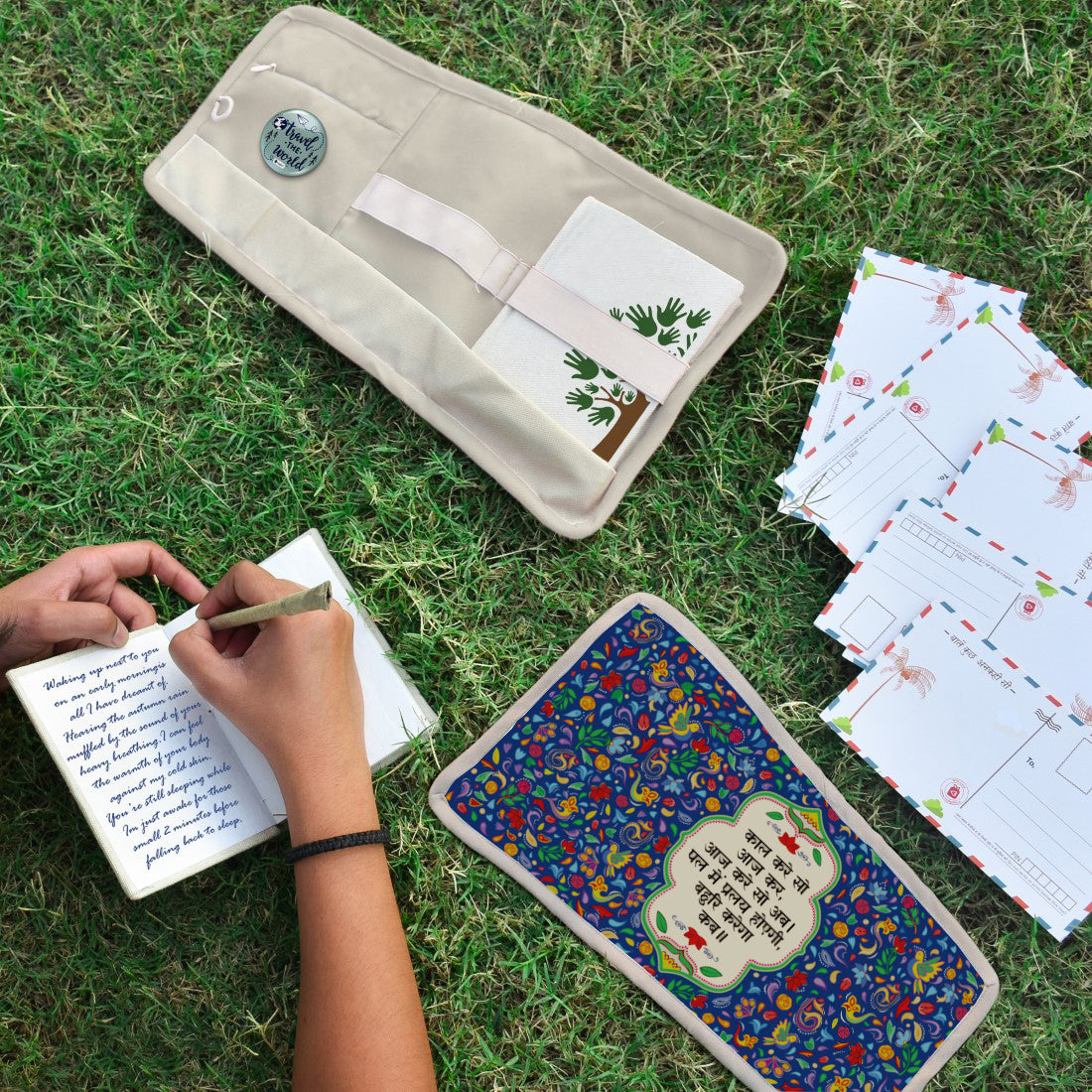 Travel Kit- Diary,Pen and Post Cards (Blue)