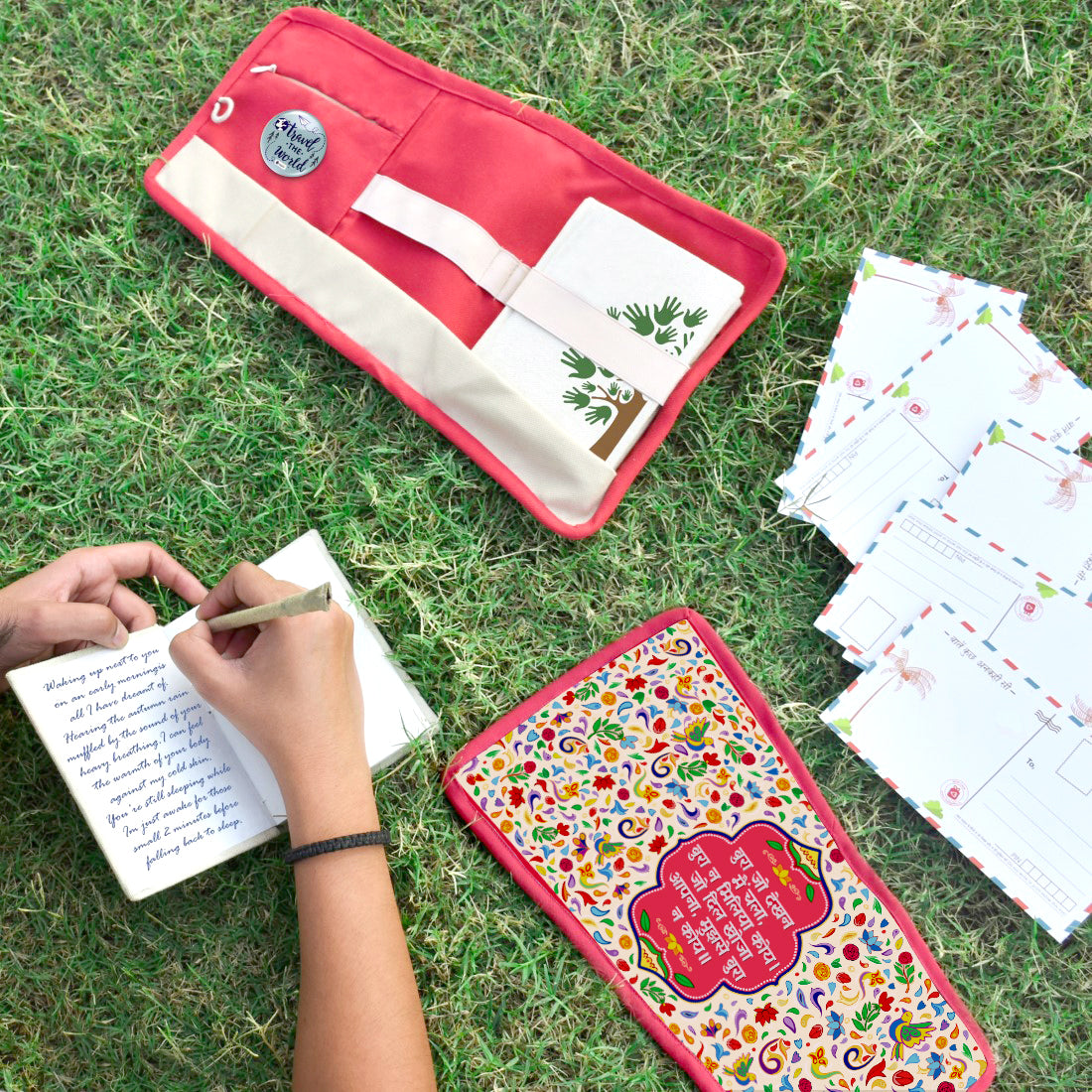 Travel Kit- Diary,Pen and Post Cards (Red)