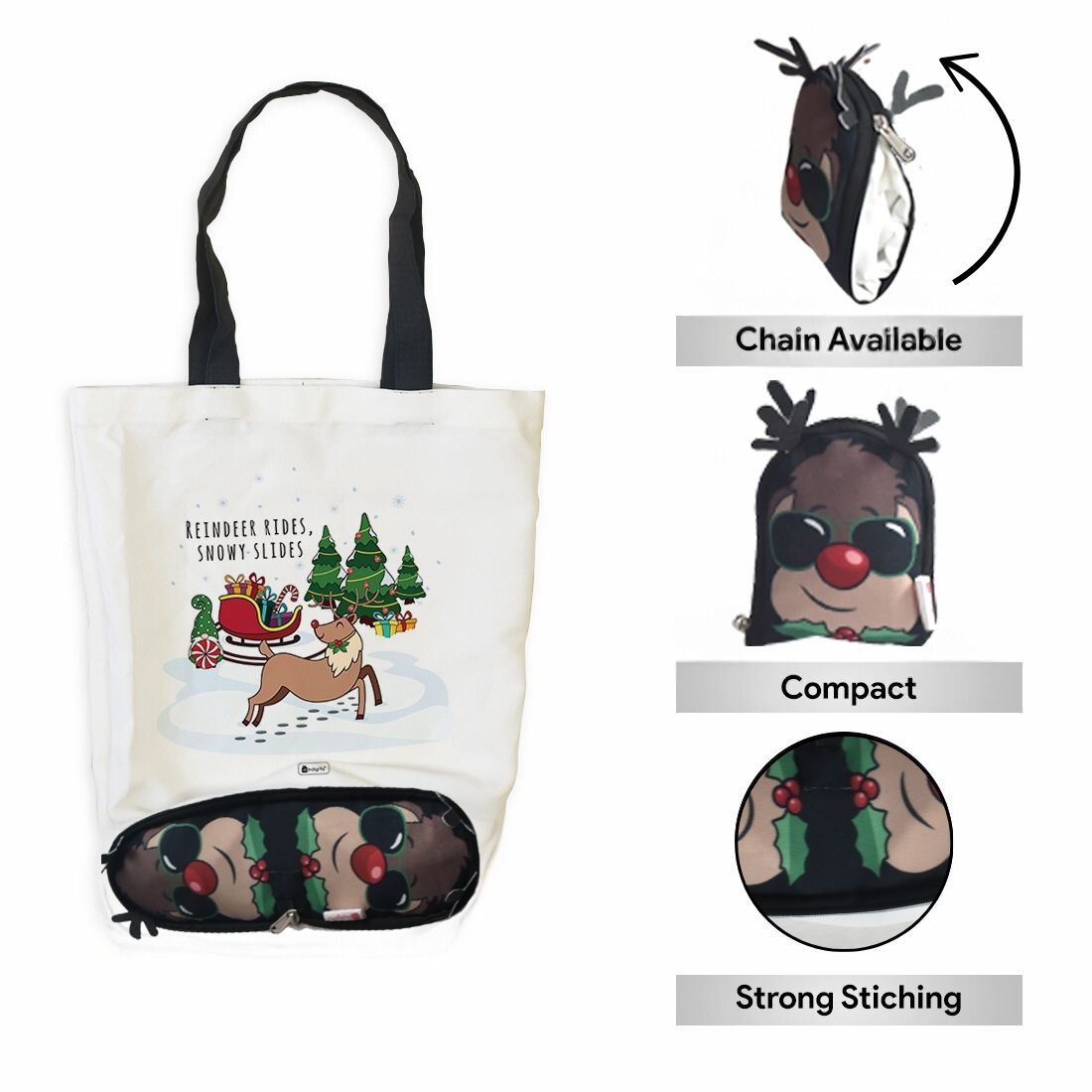 Reindeer Foldable Tote Bag