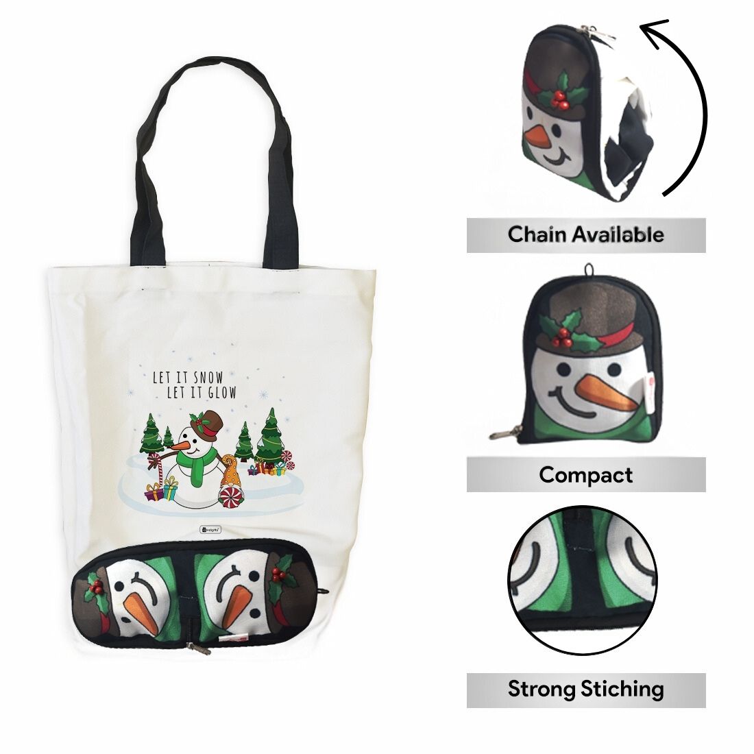 Snowman Foldable Tote Bag