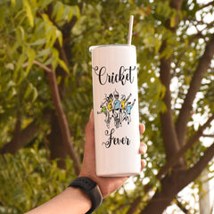 Cricket Fever Printed Tumbler With Lid And Steel Straw - 590 ML