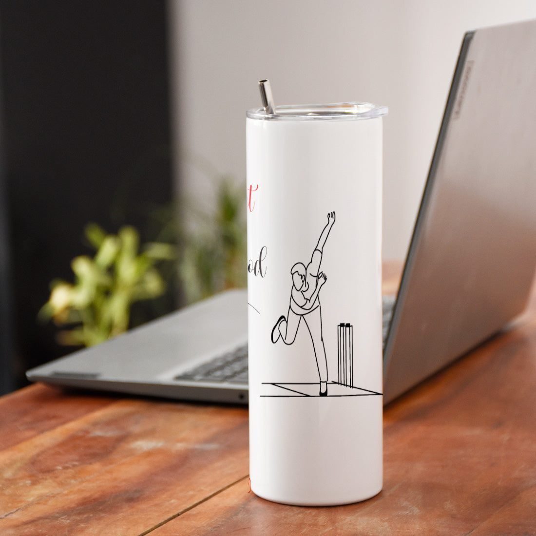 Cricket In Blood Printed Tumbler With Lid And Steel Straw - 590 ML