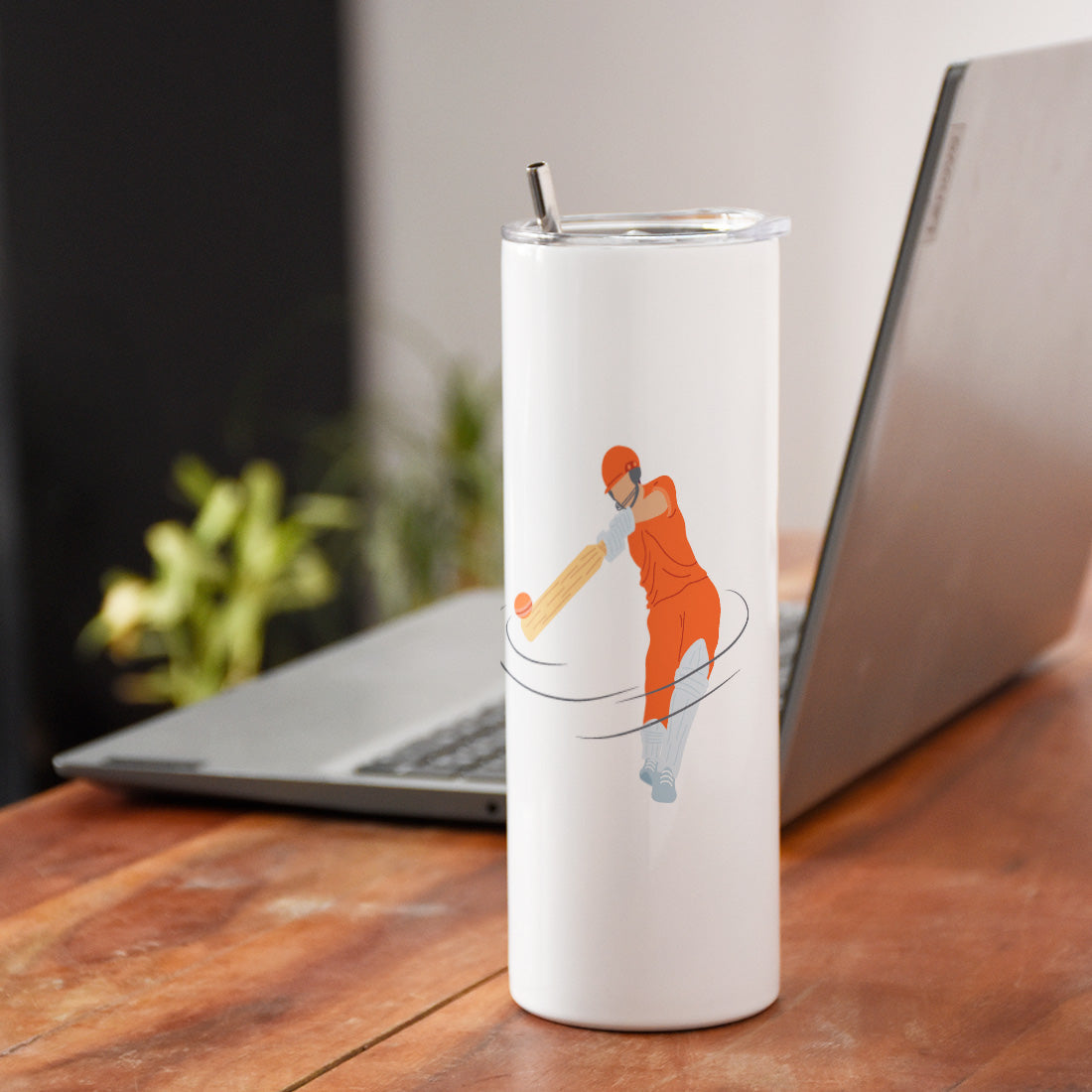 Champions Are Not Born Printed Tumbler With Lid And Steel Straw - 590 ML