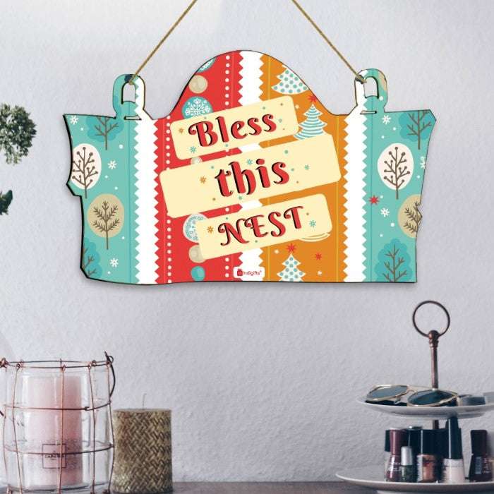 Bless this Nest Christmas Wall Hanging Board with Fridge Magnets Duo