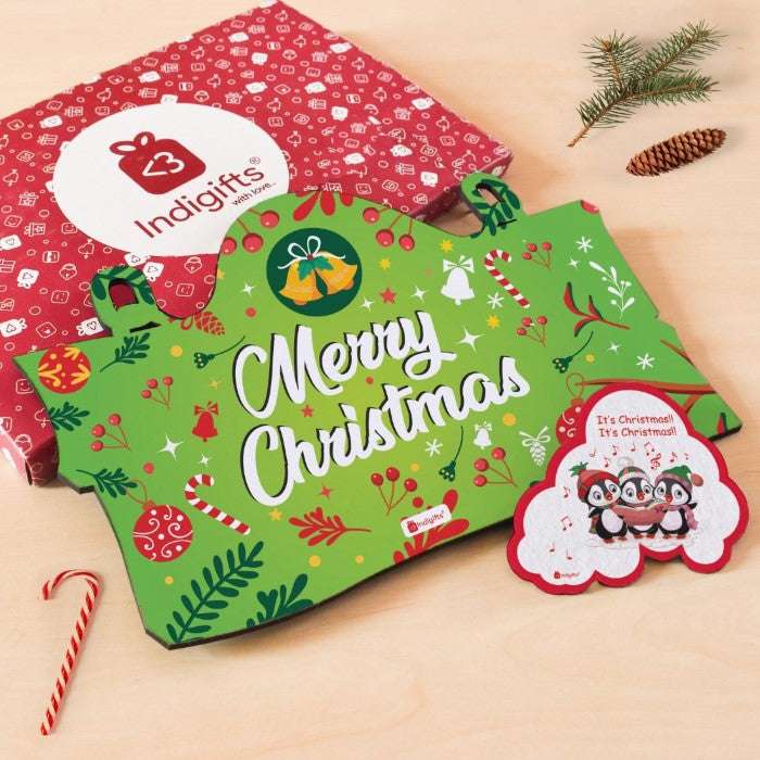 Jingle Bells Charmer Christmas Wall Hanging Board with Fridge Magnets Duo in Green