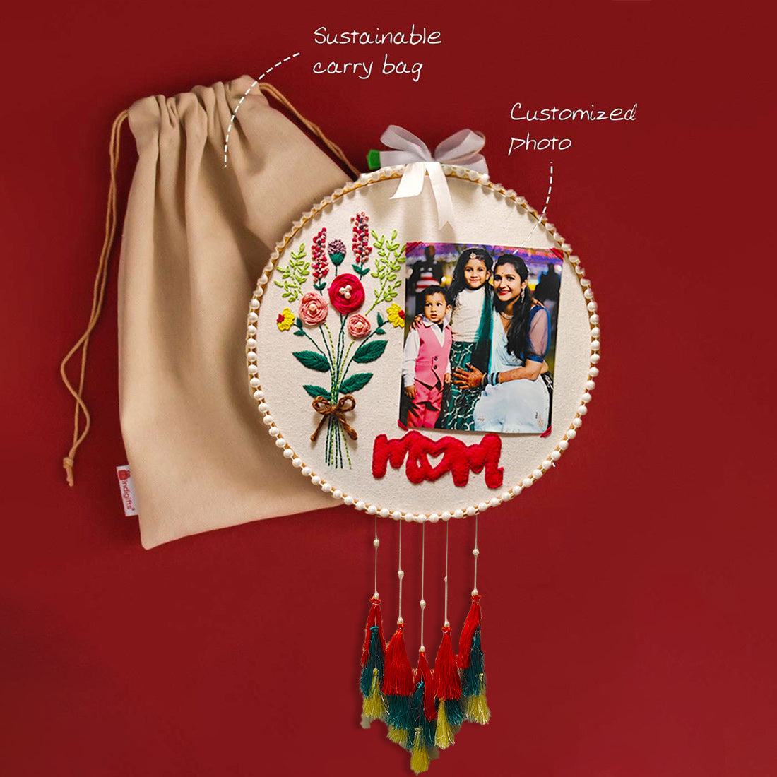 Mom Embrioded Customised Photo Hoop- Gift For Mother