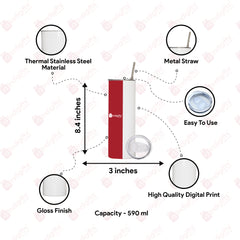 Cricket In Blood Printed Tumbler With Lid And Steel Straw - 590 ML