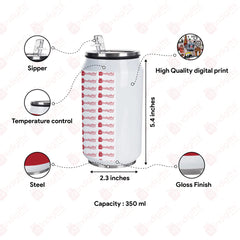 Insulated Steel Sipper Can With Lid And Straw - 350 ML