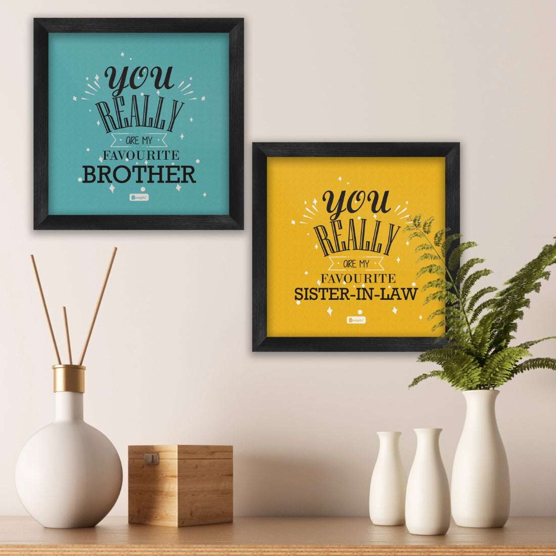 Favourite Brother And Sister In Law Poster Frame with Handcrafted Bhai and Bhabhi Rakhi