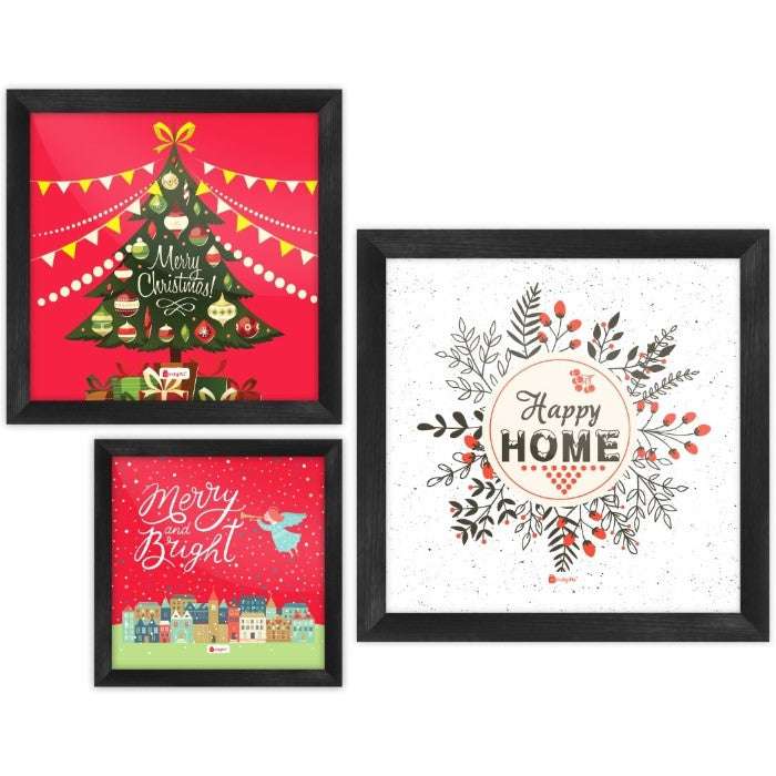 Christmas Merriment set of three Wall Poster Frames Combo